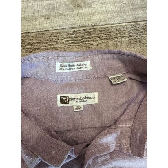 Vintage Balmain Single Stitch Collared Long Sleeve Mauve Button Up | 32/33 - Picture 5 of 5